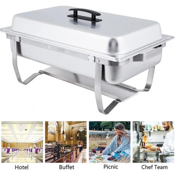 8QT Chafing Dish Buffet Set -Buffet Servers and Warmers with Full Size Steam Pan - Picture 4 of 5